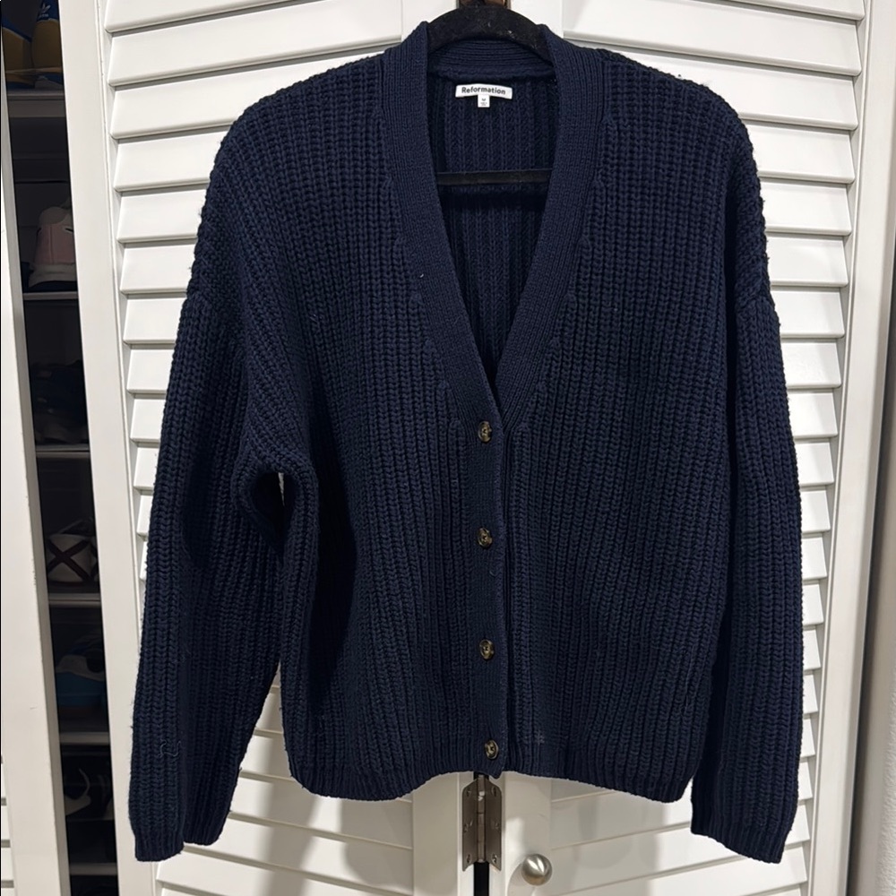 Reforms Recycled Cashmere & Cotton Cardigan Sweater